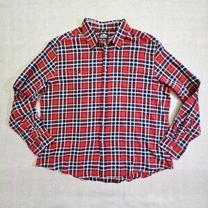 Pacific Outfitters Shirt Men's XXL Long Sleeve Button-Up Red & Blue Flannel